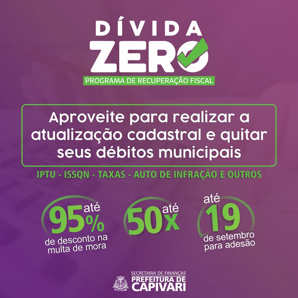 Leia mais sobre o artigo Dívida Zero: quite seus impostos que estão em atraso até 2018 com a cidade de Capivari