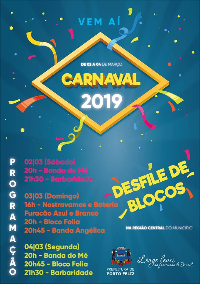 Read more about the article Prefeitura divulga programação de Carnaval em Porto Feliz
