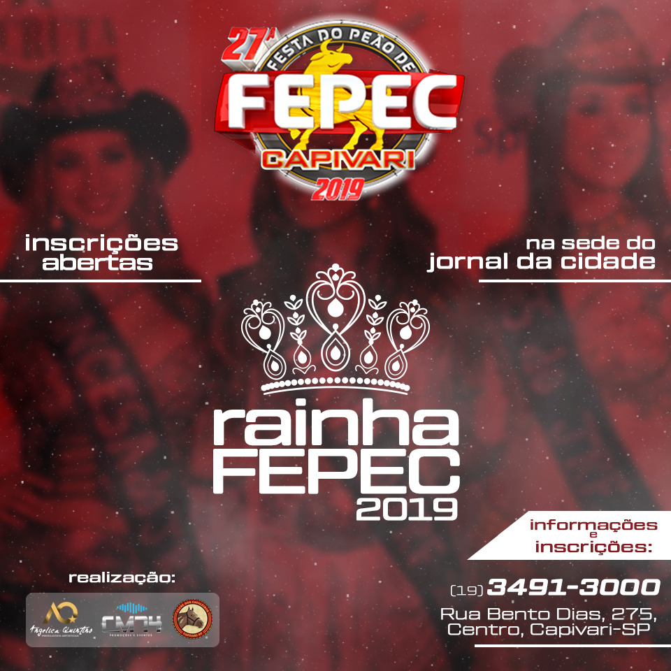 You are currently viewing Aberto concurso Rainha da FEPEC 2019; inscrições na sede do Jornal da Cidade
